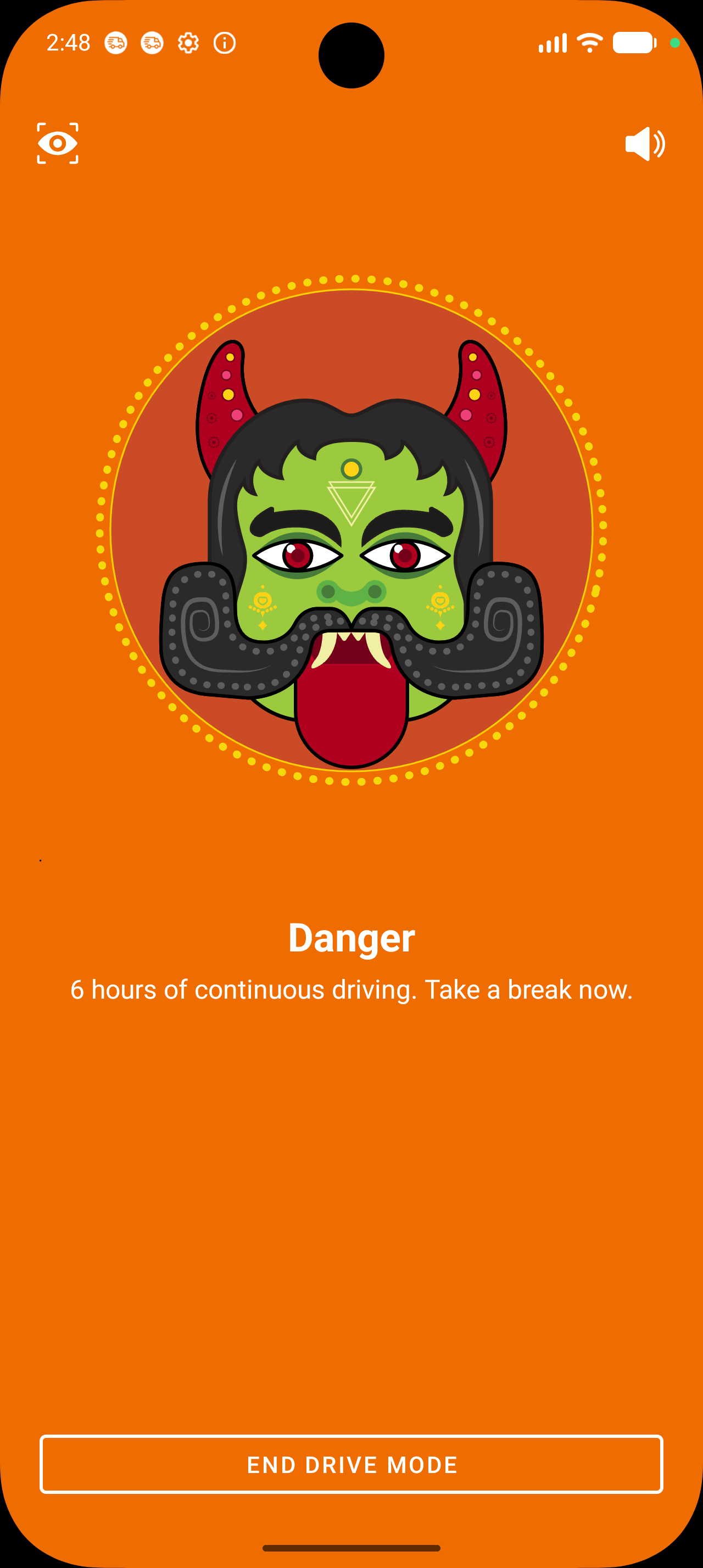 HumSafer alert — take a break, 6 hours continuous driving